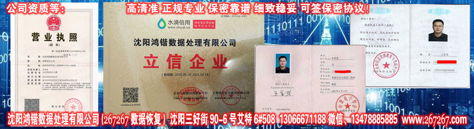 沈陽鴻鍇數據恢復(267267)公司資質